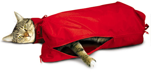 Cat Sack?, w/ Full-Underside Zipper, Medium, Red